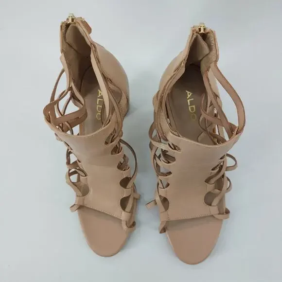 Aldo Astodia Rugby Tan women's Strappy Block Heels Sandals Size 8 B - Picture 16 of 16